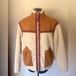 UGG Cream Sherpa Jacket with Subtle Tan Trim